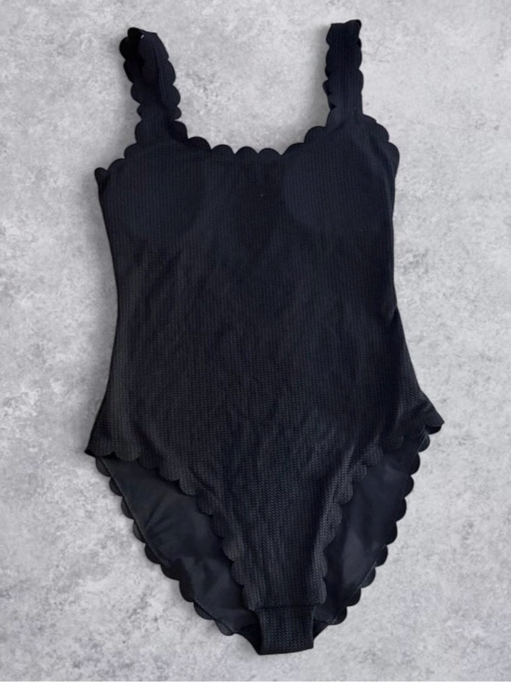 waffle scalloped one-piece swimsuit | size LARGE LONG